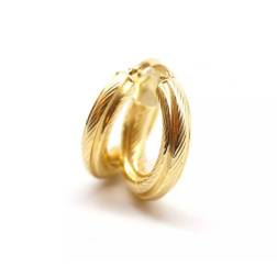 18kt Yellow Gold striped Small Hoops Earrings