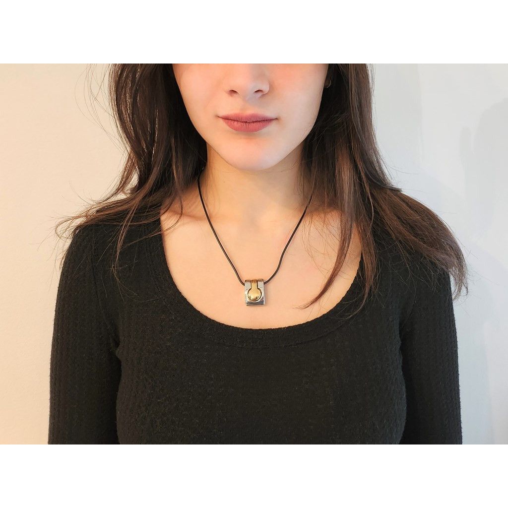 Collana Unisex DonDon - Caucciù 50cm Con Ciondolo Croce Bicolore