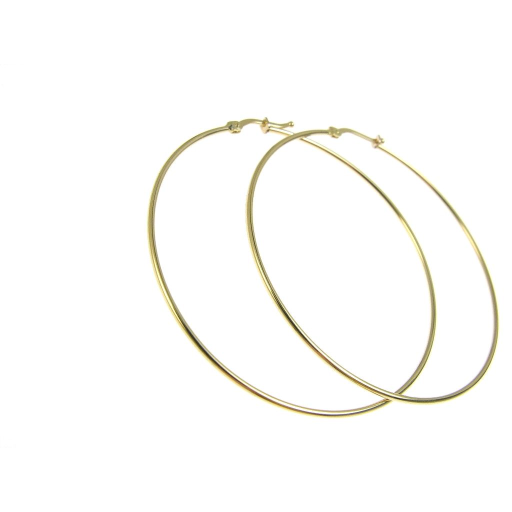 Round hollow cane hoops in 18kt yellow gold