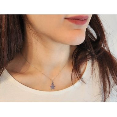 Collana con ciondolo Angelo in argento con Cuore e Zirconi GIA319
