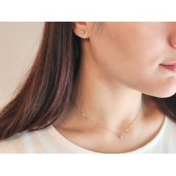 Orecchini Punto Luce Circle Sfaccettato 0,05ct foto indossata con collana