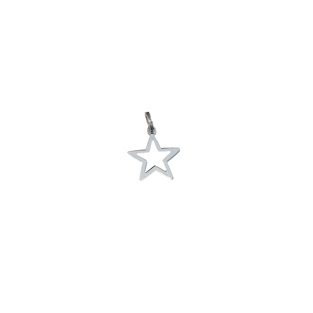 14.80mm perforated star pendant in white gold