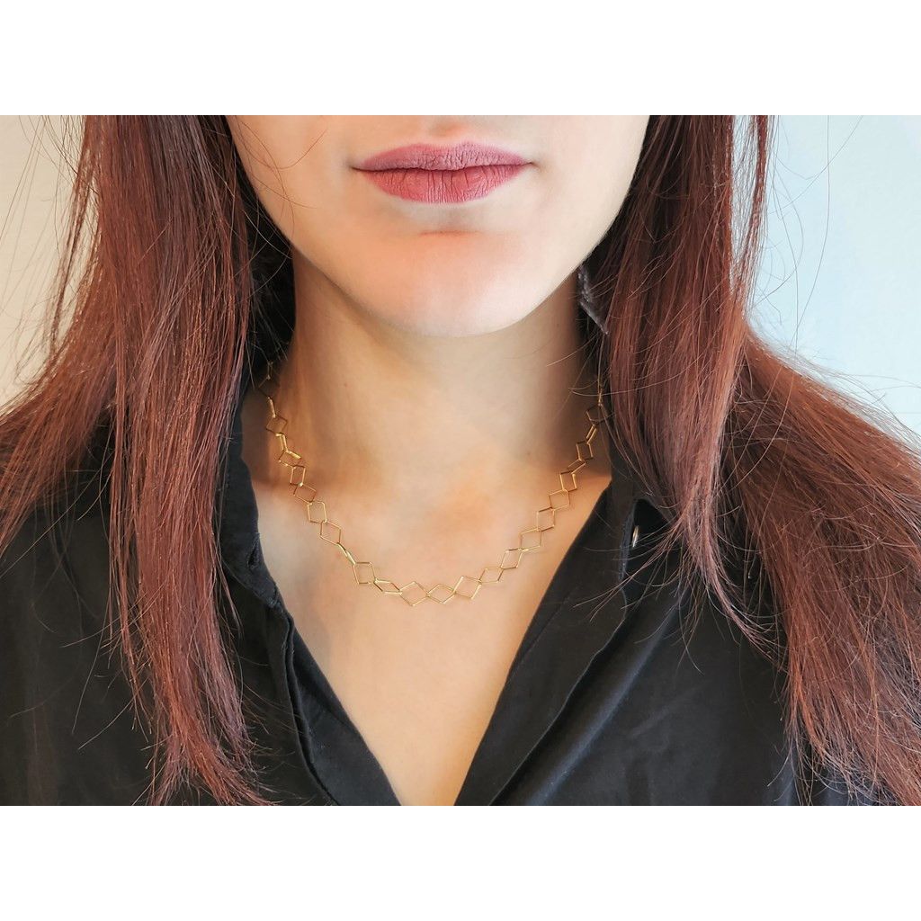 Collana Girocollo In Oro Giallo 14k Con Mezza Luna - 40,6 Cm Regolabile, Peso 2,4 G - 2