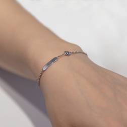 Chain baby bracelet with star and tag in 18kt white gold