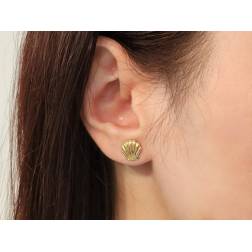 Photo of worn Shell Earrings in Yellow Gold