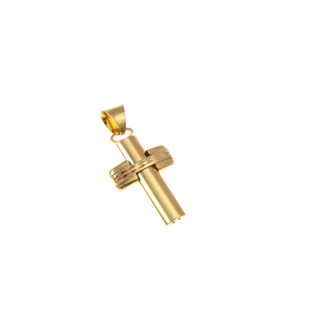 Rectangular Rounded Cross in 18kt Yellow Gold