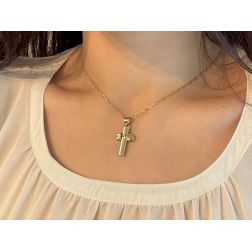 Rectangular Rounded Cross in 18kt Yellow Gold