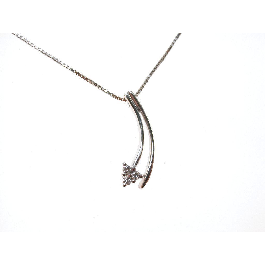 Double Arrow Charm with 3 Diamonds on Necklace