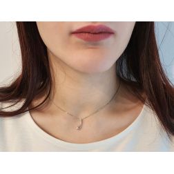 Double Arrow Charm with 3 Diamonds on Necklace photo of worn