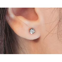 Photo of worn Faceted Circle Light Point Earrings 0.097ct