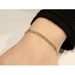 Faceted Figaro link chain bracelet 21cm x 3.50mm