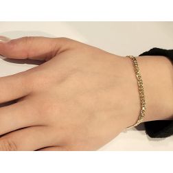 Bracciale maglia tigre sfaccettata oro giallo 21cm x 3.6mm foto indossata