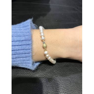 Miracles Minéraux Bracciale Con Perle Rotonde Da 4 Mm, Sottile E