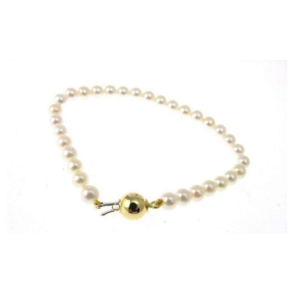 Pearls Bracelet with Yellow gold Sphere