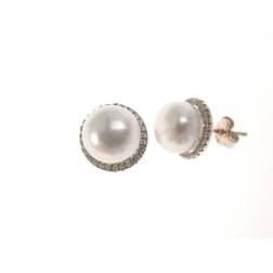 Earring Pearl and cubic zirconia