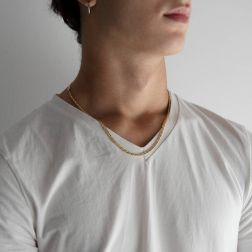 Photo of man worn Necklace 60cm x3,60mm faceted Tiger Chain