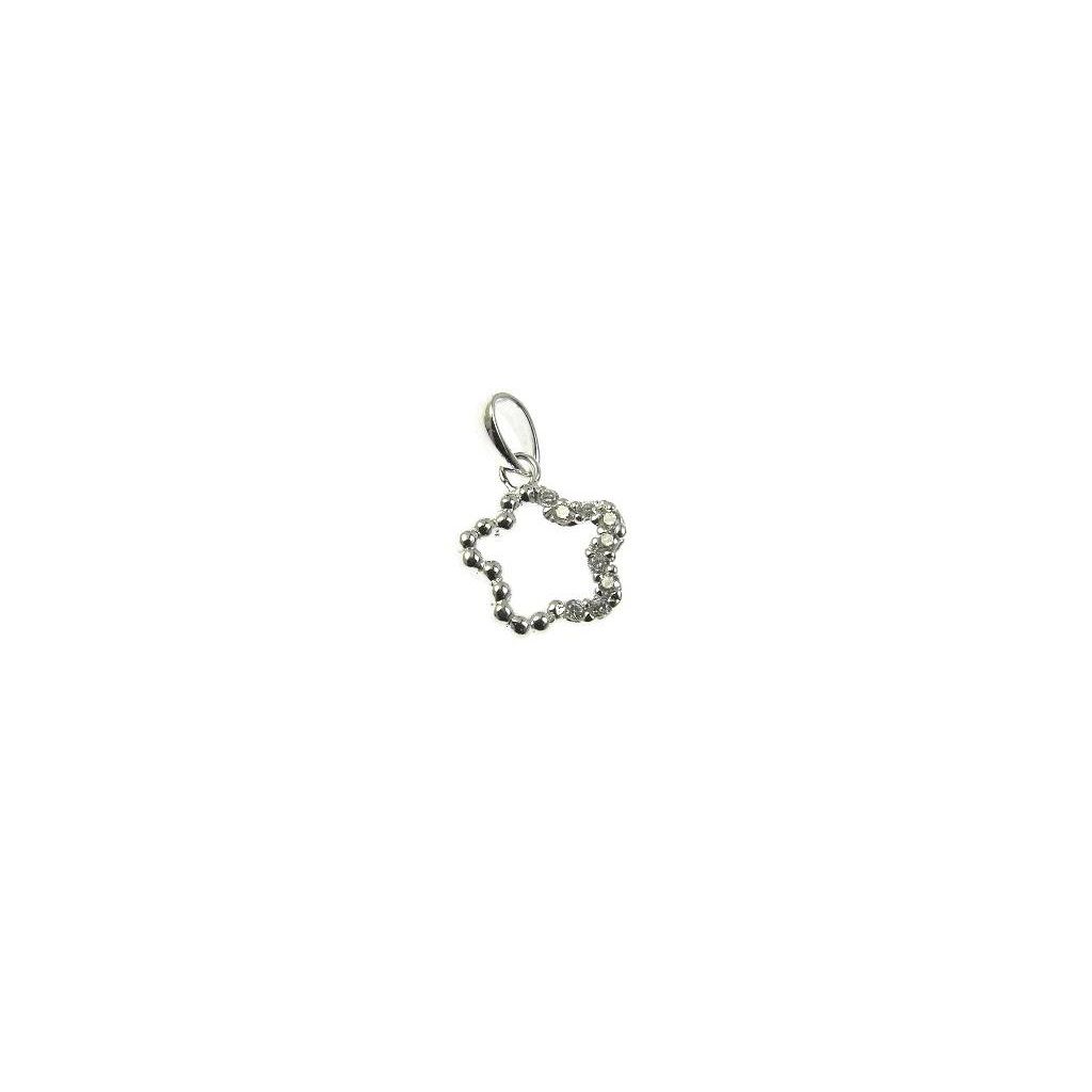 Flower Charm in white gold and zircons