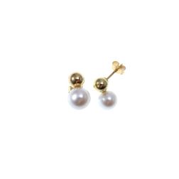 Orecchini Sfera 5mm in Oro Giallo e Perla Akoya 6mm