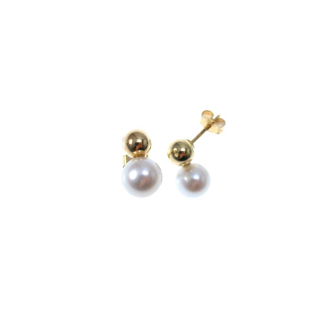 Orecchini Sfera 5mm in Oro Giallo e Perla Akoya 6mm