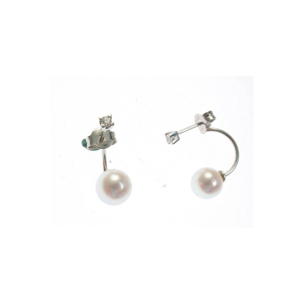 Pearl and Light Point Diamond Earrings