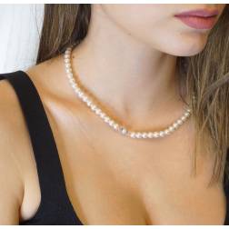 Collana Perle Sfera Diamantata oro bianco indossata