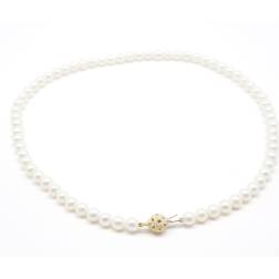 Yellow gold moon pearl necklace