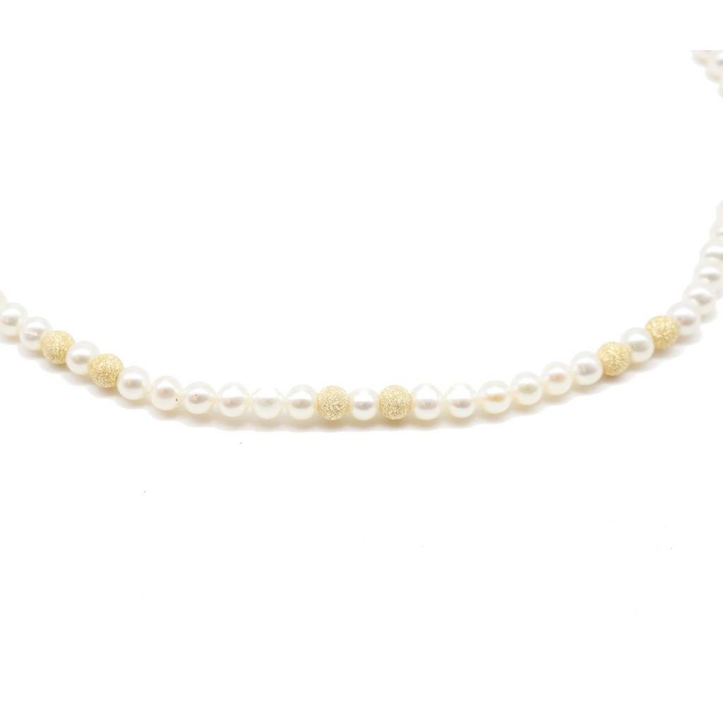 Collana Subri Di Perla Bianca – Rifinita In Oro Giallo 18 Carati, Elegante E Classica, Di LUXENTER
