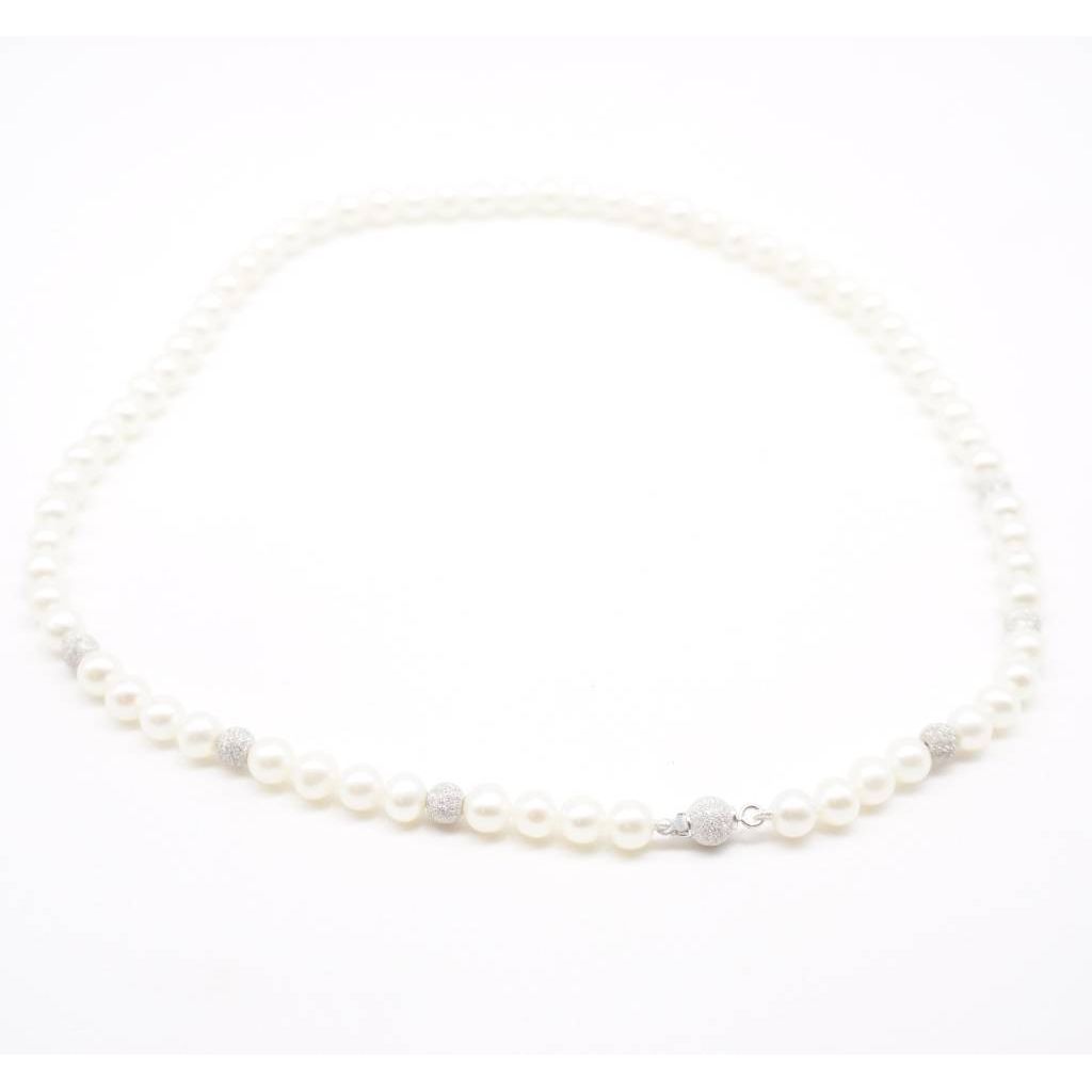 Collana Perle Centrale 6 oro bianco