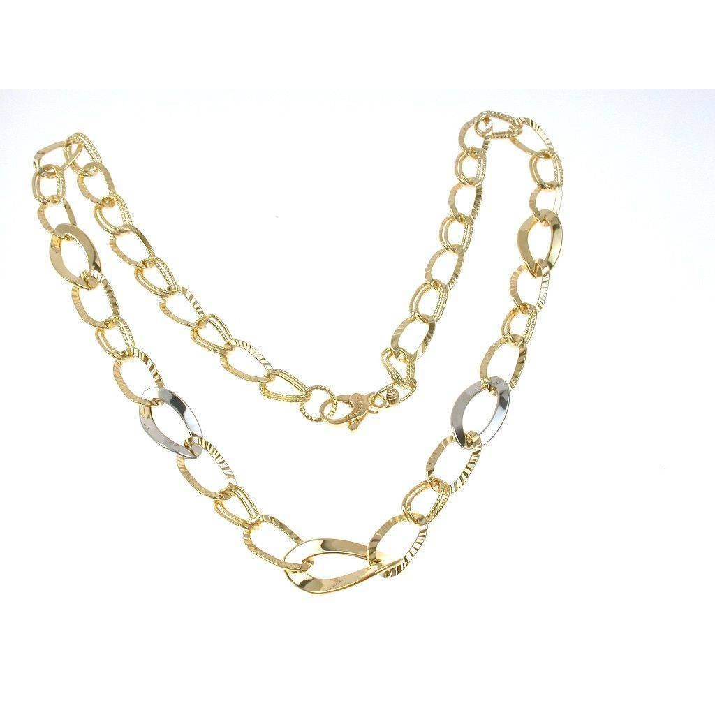 Necklace with ovals in 18kt yellow and white gold