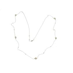 Collana Lunga 96cm Perle Akoya e Diamanti in Oro Bianco