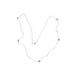 Collana Lunga 96cm Perle Akoya e Diamanti in Oro Bianco