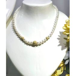 Yellow gold Scalar Beads and Pearls Necklace