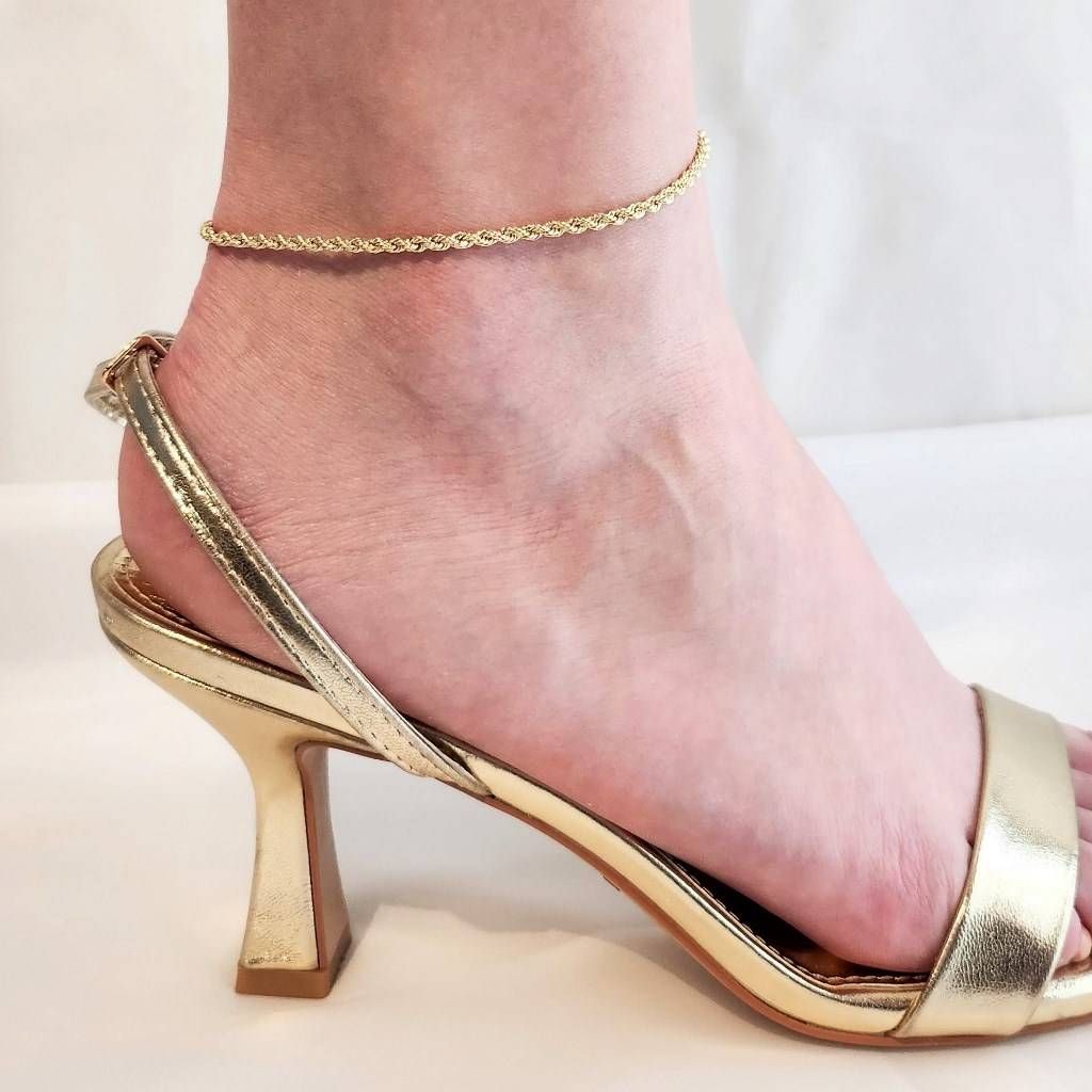 Anklet rope yellow gold 22.50cm - 25cm x 2.70mm