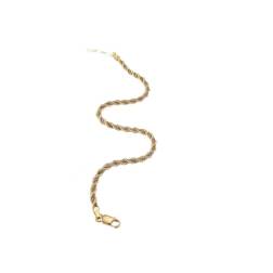 Cavigliera corda oro giallo con veneta in oro bianco 2.7mm