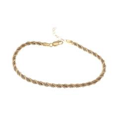 Cavigliera corda oro giallo con veneta in oro bianco 2.7mm