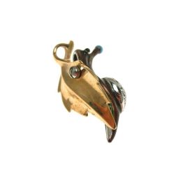 Gold Snail on Bronze Leaf Pendant