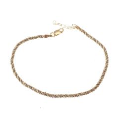 Cavigliera corda oro giallo con veneta in oro bianco 2.2mm