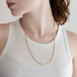 Photo of worn Rope Necklace Yellow Gold 60cm x 2.70mm