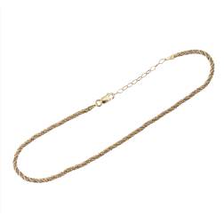 Bracciale Corda Oro Giallo con Veneta Oro Bianco 20cm x 2.2mm