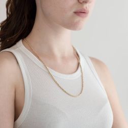 Collana Corda Oro Giallo con Veneta Oro Bianco 58cm x 2.7mm foto indossata