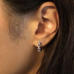 Photo of worn Round Hoops with Diamonds and Rubies
