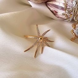 Anello Stella Marina con Diamanti in Oro Rosa