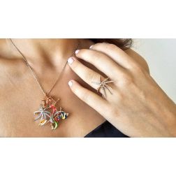 Anello Stella Marina con Diamanti in Oro Rosa foto indossata