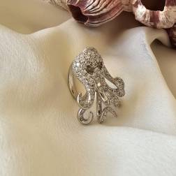Octopus Ring Diamonds white gold 18kt