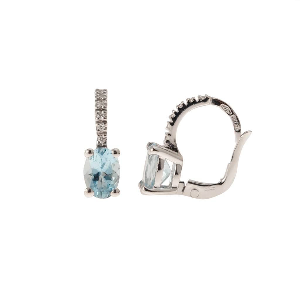 Orecchini monachella Acquamarina 7mm x 5mm e Diamanti