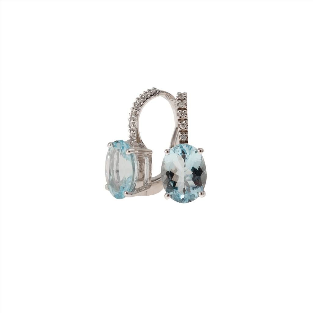 Orecchini monachella Acquamarina 9mm x 7mm e Diamanti