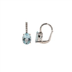 Orecchini monachella Acquamarina 9mm x 7mm e Diamanti