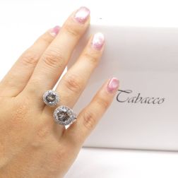 Photo of worn Open Design Ring with Acquemarines and Diamonds
