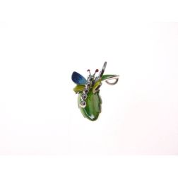 Blue and Yellow Butterfly on leaf Pendant