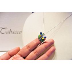 Blue and Yellow Butterfly on leaf Pendant